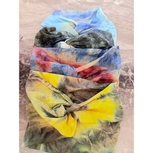 Tobeffect 4 Pack Wide  Headbands Tie Dye Yoga Hair Band Multi Color